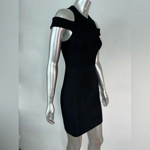 Parker black dress cold shoulder bodycon mini boomerang knit small